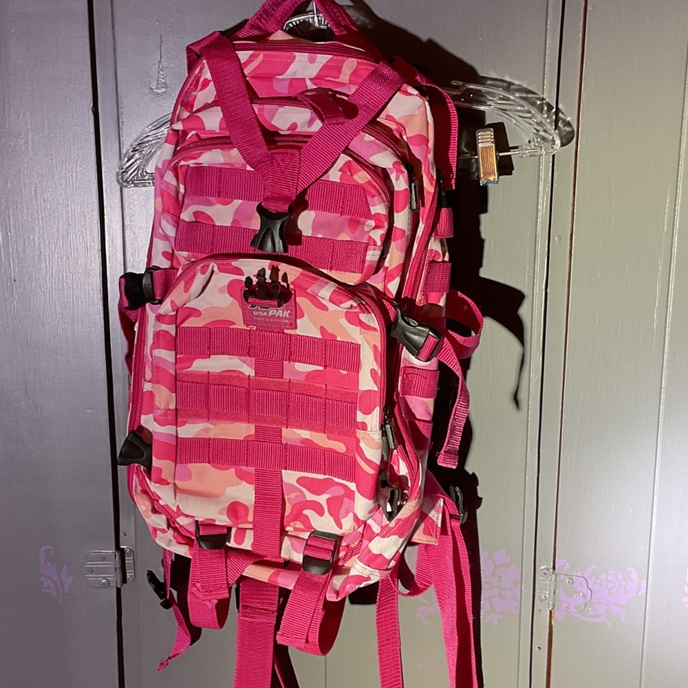 Pink Camo Tactical Backpack with MOLLE Webbing -